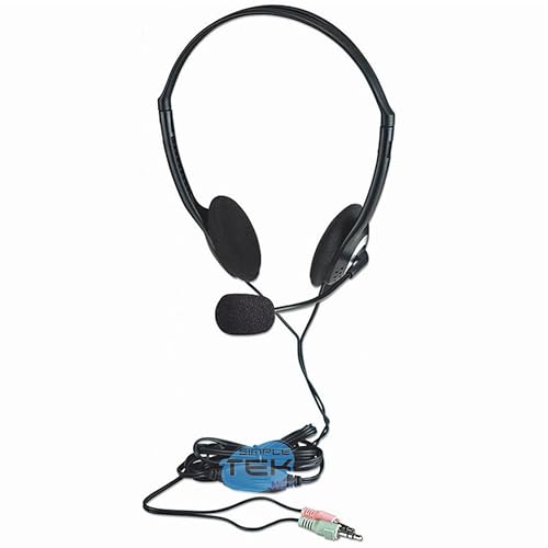 SIMPLETEK - Stereo-Kopfhörer mit verstellbarem Mikrofon, Lautstärkeregler, Klinkenstecker 3,5 mm, gepolsterte Kopfhörer, Kabel 2 m, Modell 164429 SIMPLETEK - Stereo-Kopfhörer mit verstellbarem Mikrofon, Lautstärkeregler, Klinkenstecker 3,5 mm, gepolsterte Kopfhörer, Kabel 2 m, Modell 164429 von SIMPLETEK