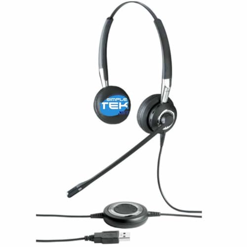 SIMPLETEK - USB-A Duo Kopfhörer | Noise Cancelling Mikrofon | Kopfbügel | Integrierte Bedienelemente | Professioneller Audio | Modell 2400 II (überholt) von SIMPLETEK