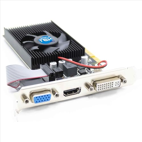 SIMPLETEK - nVIDIA GeForce GT610 2GB GDDR3 LP Grafikkarte | Low Profile PCIe für SFF PC - Zwei Halterungen im Lieferumfang enthalten | HDMI DVI VGA von SIMPLETEK