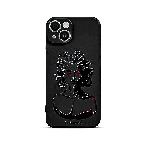 SIMPLYMDRN Slim für iPhone 15 Hülle - Goth Tattoo Design - Coole Hülle für Frauen - Streetart Cover - Schlank und Flexibel (Medusa Schwarz) von SIMPLYMDRN