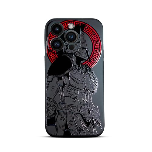 SIMPLYMDRN Slim für iPhone 16 Pro Hülle - Krieger Design - Coole Hülle für Männer - Fighter Assassin Case - Schlank und Flexibel (Gladiator Black) von SIMPLYMDRN