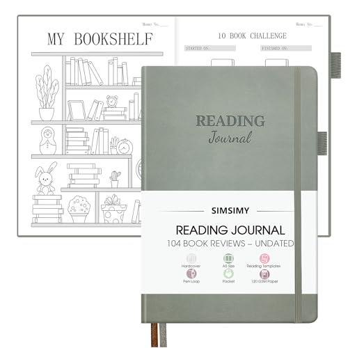 SIMSIMY Lese-Tagebuch mit 104 Buchbesprechungen, Buchjournal für Buchliebhaber & Leser – Buchrezensionen & Leseliste & Leseliste Herausforderung, Leseprotokoll, Notizbuch, Geschenk, A5, Grau SIMSIMY Lese-Tagebuch mit 104 Buchbesprechungen, Buchjournal für Buchliebhaber & Leser – Buchrezensionen & Leseliste & Leseliste Herausforderung, Leseprotokoll, Notizbuch, Geschenk, A5, Grau von SIMSIMY