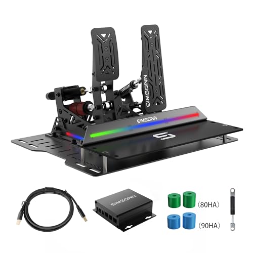 SIMSONN Neue PRO X-Pedale, Sim-Racing-Pedale, PC-Racing-Simulator-Pedale, Drucksensor Lastzelle HE-Hydraulikpedale (P2-H2-1-Erhöhungsbrett) von SIMSONN