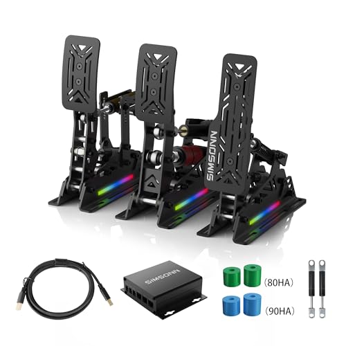 SIMSONN Neue PRO X-Pedale, Sim-Racing-Pedale, PC-Racing-Simulator-Pedale, Drucksensor Lastzelle HE-Hydraulikpedale (PROX-P3-H3) von SIMSONN