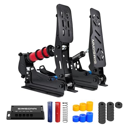 SIMSONN PRO Plus Pedale Sim Racing Pedale PC Racing Simulator Drucksensor Lastzelle HE Hydraulikpedale Schwarz（Plus Schwarz P2） von SIMSONN