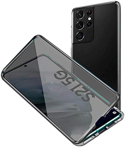Anti-peep Magnetische Handyhülle für Samsung Galaxy S21+ Plus 5G Hülle 360 Grad Magnetische Adsorption Metall Schutzhülle Anti-Spy Gehärtetem Glas Privacy Screen Schutz Case Anti-Spähen Cover,Schwarz von SIMao