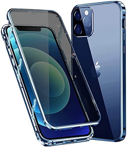 Anti-peep Magnetische Handyhülle für iPhon 13 Mini,360 Grad Magnetische Adsorption Metallrahmen Schutzhülle Anti-Spy Gehärtetem Glas Privacy Screen Schutz Case Anti-Spähen Flip Cover,Blau von SIMao