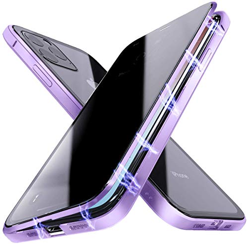 Anti-peep Magnetische Handyhülle für iPhone 11,360 Grad Magnetische Adsorption Metallrahmen Schutzhülle Anti-Spy Gehärtetem Glas Privacy Screen Schutz Case Anti-Spähen Flip Cover,Lila von SIMao