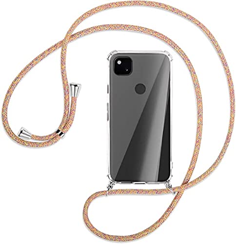 Handykette kompatibel mit Google Pixel 4a 5G Hülle,Handyhülle Transparent Silikon Schutzhülle - Necklace Hülle mit Band Handy-Kette Case mit Necklace Schnur mit Kette zum Umhängen Case,Rainbow von SIMao