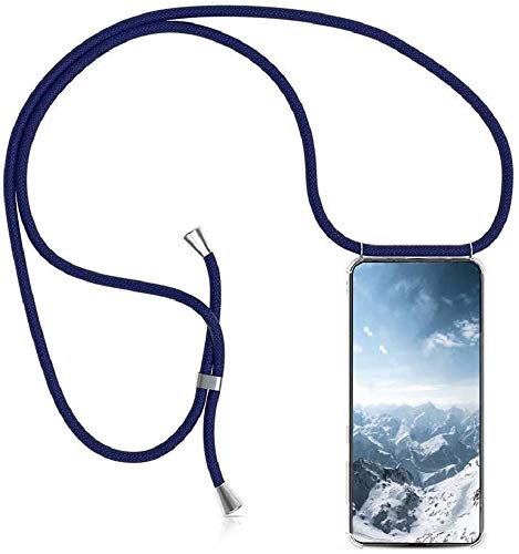 Handykette kompatibel mit Huawei Mate 20 Lite Handyhülle Transparent Silikon Schutzhülle - Necklace Hülle mit Band Handy-Kette Case mit Necklace Schnur mit Kette zum Umhängen,Navy blau von SIMao