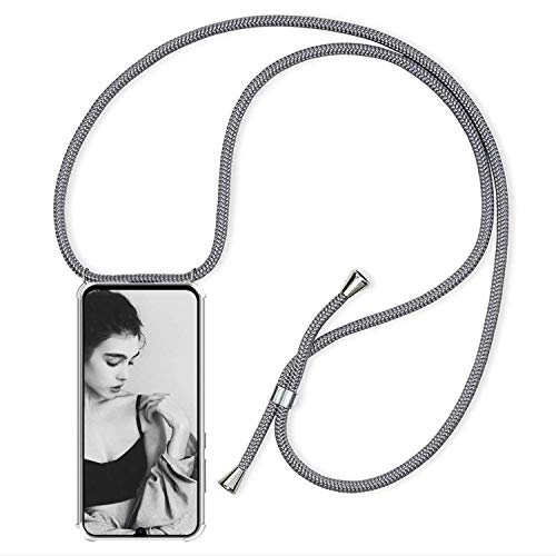 Handykette kompatibel mit Vivo V21 5G Handyhülle Transparent Silikon Schutzhülle - Necklace Hülle mit Band Handy-Kette Case mit Necklace Schnur mit Kette zum Umhängen,Silber von SIMao