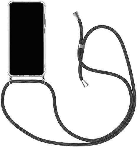 Handykette kompatibel mit Vivo Y35 4G/Vivo Y22S/ Y22 Hülle,Handyhülle Transparent Silikon Schutzhülle - Necklace Hülle mit Band Handy-Kette Fallschutzhülle Schnur Kette zum Umhängen Case,Schwarz von SIMao
