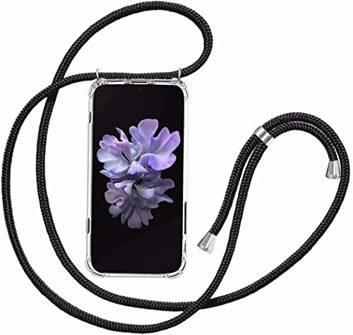 Handykette kompatibel mit Xiaomi Poco F4 5G Hülle,Handyhülle Transparent Silikon Schutzhülle - Necklace Hülle mit Band Handy-Kette Case mit Necklace Schnur mit Kette zum Umhängen Case,Schwarz von SIMao