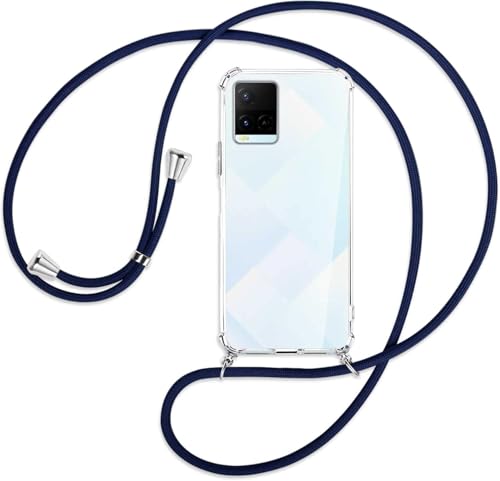 Handykette kompatibel mit VIVO Y21s/ Y21/ Y33s Hülle,Handyhülle Transparent Silikon Schutzhülle - Necklace Hülle mit Band Handy-Kette Fallschutzhülle Schnur Kette zum Umhängen Case,Navy blau von SIMao