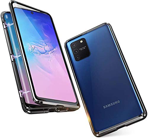 Hülle für Samsung Galaxy S10 Lite Handyhülle 360 Grad Schutz case Magnetische Adsorption Ultra dünn Metallrahmen Schutzhülle Vorne und Hinten Transparent Gehärtetem Glas Schutz Flip Cover,Schwarz von SIMao