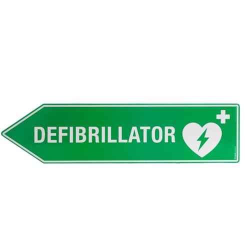 Richtungsschild/Straßenschild für Defibrillator/AED - richtungsweisend nach links oder rechts - für innen und außen geeignet (Nach links weisend) von SIMple medics