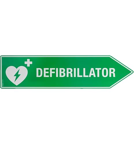 Richtungsschild/Straßenschild für Defibrillator/AED - richtungsweisend nach links oder rechts - für innen und außen geeignet (Nach rechts weisend) von SIMple medics