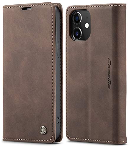 SINIANL Leder Hülle Kompatibel mit iPhone 12 Hülle Wallet, Kompatibel mit iPhone 12 Pro Wallet Case Book Klapptasche mit Kreditkartenfach Magnetverschluss für iPhone 12/12 Pro 6.1 Zoll von SINIANL