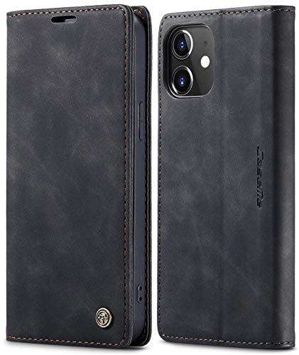 SINIANL Leder Hülle Kompatibel mit iPhone 12 Pro Max Hülle Wallet, Leder Wallet Case Book Klapptasche mit Kreditkartenfach Magnetverschluss für iPhone 12 Pro Max 6.7 Zoll 2020 Schwarz von SINIANL