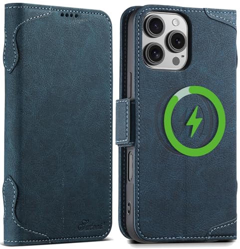 SINIANL Schutzhülle für iPhone 16 Plus, MagSafe-kompatibel, Leder-Folio-Schutzhülle mit Kartenfächern und Ständer, Blau SINIANL Schutzhülle für iPhone 16 Plus, MagSafe-kompatibel, Leder-Folio-Schutzhülle mit Kartenfächern und Ständer, Blau von SINIANL
