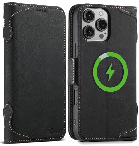 SINIANL Schutzhülle für iPhone 16 Plus, MagSafe-kompatibel, Leder-Folio-Schutzhülle mit Kartenfächern und Ständer, Schwarz SINIANL Schutzhülle für iPhone 16 Plus, MagSafe-kompatibel, Leder-Folio-Schutzhülle mit Kartenfächern und Ständer, Schwarz von SINIANL