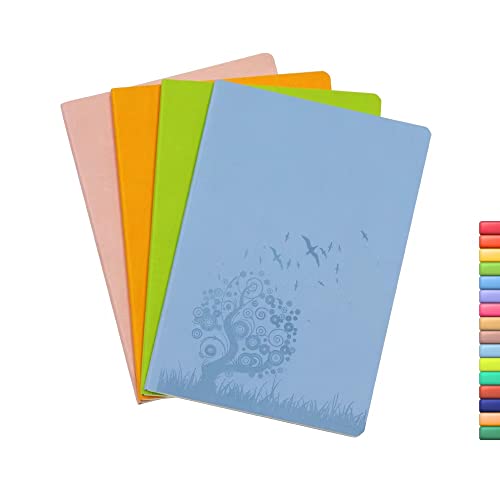 SINOBAND B6 Größe buntes PU Leder Tasche schreiben Notebook 4 Stück liniert Journal Tagebuch Notebook täglich Notizblock niedlich Reise Journal Thema Notizbücher für Büro und Schule (zufällige Farbe) von SINOBAND