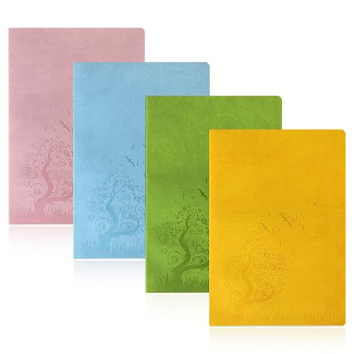 SINOBAND Dotted Journal Schreibheft, 4 Stück weiches PU Leder Cover Bullet Journals mit 512 Seiten, A5 buntes Themenheft, Dotted Grid Travel Journal für Reisende, Studenten, Büro (color 2) von SINOBAND