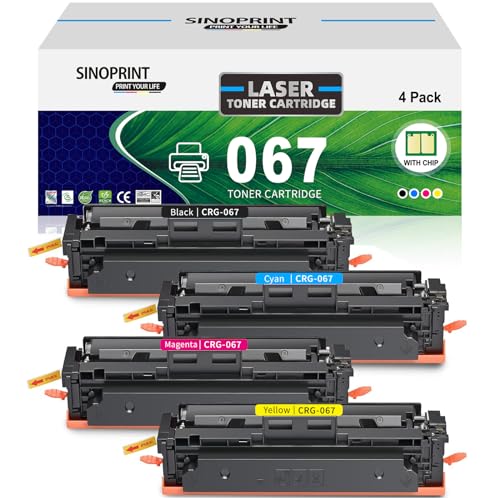 SINOPRINT 067 Toner Mit Chip Kompatible Canon 067 067H Toner für i-SENSYS MF655CDW MF657CDW LBP631CW LBP633CDW MF651CW MF655Cdw MF655Cx MF657Cdw(Schwarz Cyan Gelb Magenta) von SINOPRINT