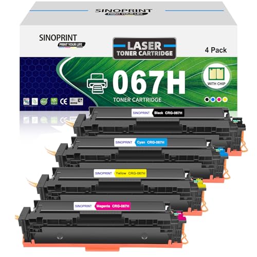 SINOPRINT 067H Toner Mit Chip Kompatible für Canon 067H 067 Toner für Canon i-SENSYS MF657Cdw MF655Cdw MF651Cw LBP631Cw LBP633Cdw LBP632Cdw MF653Cdw MF654Cdw MF656Cdw(Schwarz Cyan Gelb Magenta) von SINOPRINT