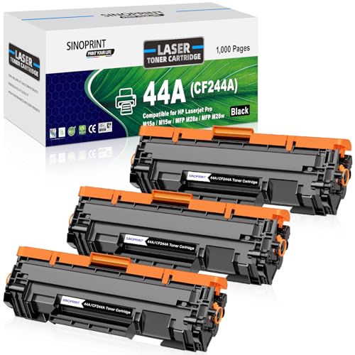 SINOPRINT 44A CF244A Toner Schwarz Kompatibel für HP 44A CF244A für HP Laserjet Pro M15w Toner für HP MFP M28w Toner M28a M15a (3 Schwarz) von SINOPRINT