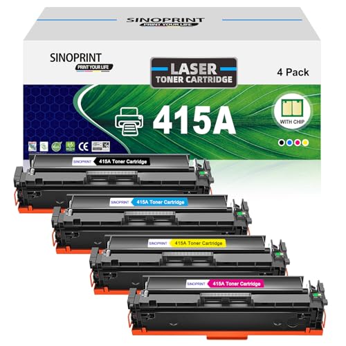 SINOPRINT 4er-Pack 415A Mit Chip Kompatibel für HP 415A 415X für MFP M479fdw Toner Color Laserjet Pro M479dw M479fnw M479fdn M454dw M454dn M479 W2030A W2031A W2032A W2033A Schwarz Cyan Gelb Magenta SINOPRINT 4er-Pack 415A Mit Chip Kompatibel für HP 415A 415X für MFP M479fdw Toner Color Laserjet Pro M479dw M479fnw M479fdn M454dw M454dn M479 W2030A W2031A W2032A W2033A Schwarz Cyan Gelb Magenta von SINOPRINT