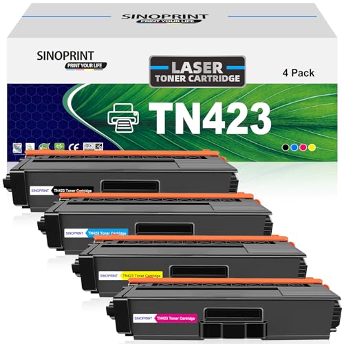 SINOPRINT 4er-Pack TN423 Toner Ersatz für Brother TN-423 TN-421 TN-423BK TN-423C TN-423Y TN-423M Tonerkartusche Kompatibel für Brother MFC-L8690CDW HL-L8260CDW DCP-L8410CDW HL-L8360CDW MFC-L8900CDW von SINOPRINT