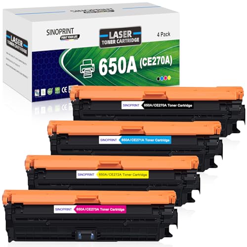 SINOPRINT 650A CE270A Toner Compatible with HP Color Laserjet Enterprise CP5525 CP5525dn CP5525n CP5525xh M750dn M750n M750xh, CE270A CE271A CE272A CE273A, 13500 Seiten von SINOPRINT