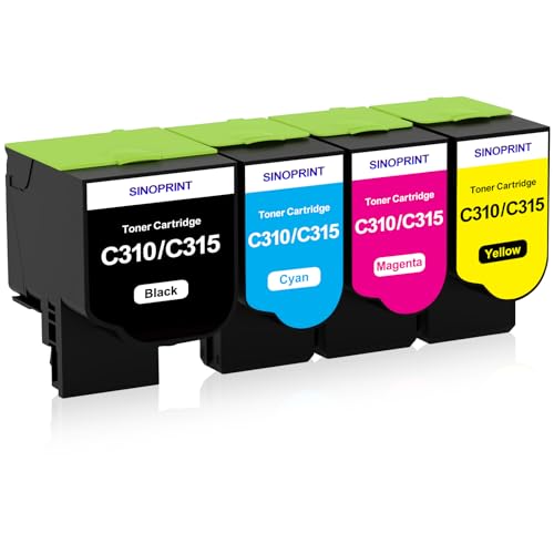 SINOPRINT C310 C315 Druckerpatronen Kompatibel mit Xerox C310 Toner, Xerox C315 Toner für C310DNI C310DNIM C315DNI(4 Pack, 006R04356 006R04357 006R04358 006R04359) von SINOPRINT