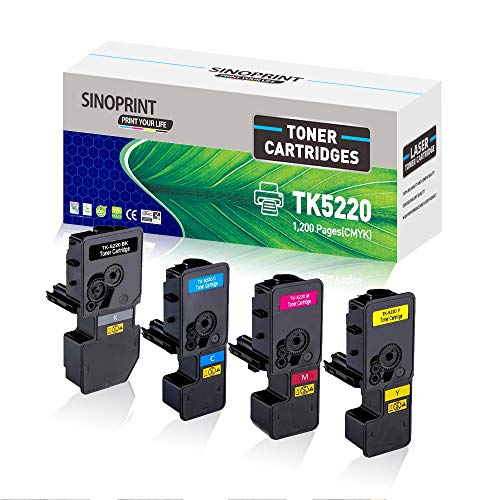 SINOPRINT TK-5220 Kompatibel Kyocera TK-5220 TK5220 Toner Ecosys M5521cdw Toner Kartusche TK-5220K TK-5220C TK-5220Y TK-5220M für ECOSYS P5021cdn P5021cdw M5521cdn M5521cdw(4-Pack) von SINOPRINT