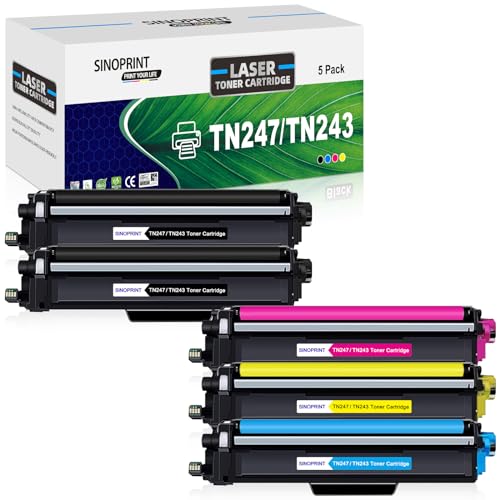 SINOPRINT TN-243CMYK TN247 Toner Kompatibel mit Brother TN-247 TN-243 Tonerkartusche für Brother DCP-L3550CDW DCP-L3510CDW HL-L3210CW HL-L3230CDN HL-L3230CDW MFC-L3710CW MFC-L3750CDW MFC-L3770CDW von SINOPRINT