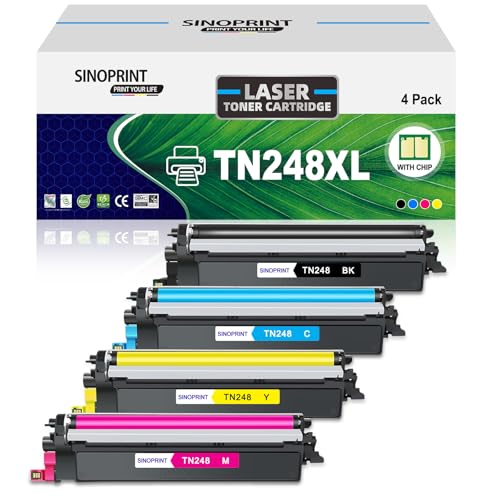 SINOPRINT TN248XL Ersatz für Brother TN248 TN-248CMYK Toner für Brother MFC-L3740CDW MFC-L3740CDWE DCP-L3560CDW MFC-L8390CDW HL-L3240CDW HL-L3220CWE DCP-L3520CDW MFC-L3760CDW L3520CDWE, 4 Pack von SINOPRINT