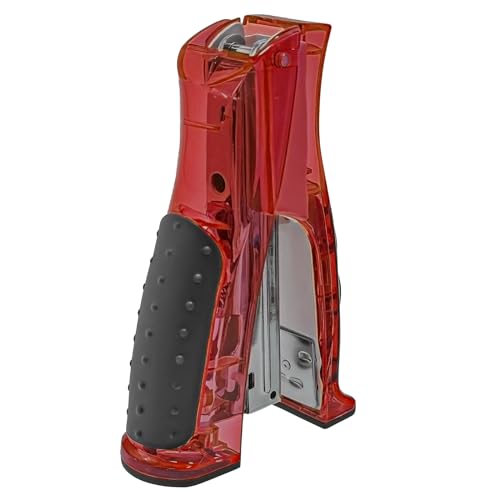 Stehhefter mit 1000 Standardklammern (26/4), ergonomisches Design, weicher Griff, tragbar, klein, für Zuhause, Büro, Schule (Rot 1) von SINORS