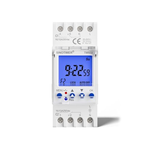 SINOTIMER Digitaler 2 Kanal Zeitschaltuhr mit LCD Display, Wochenzeitschaltuhr für Hutschiene zum Einbau, Wöchentlich Programmierbar Relais Zeitschalter DIN-Schienenmontage SINOTIMER Digitaler 2 Kanal Zeitschaltuhr mit LCD Display, Wochenzeitschaltuhr für Hutschiene zum Einbau, Wöchentlich Programmierbar Relais Zeitschalter DIN-Schienenmontage von SINOTIMER
