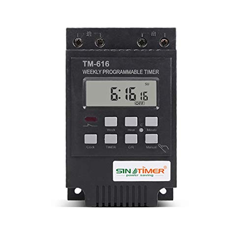 TM616 Zeitschaltuhr, programmierbar, 30 A AC, 110 V/220 V/12 V, digitale Zeitschaltuhr, Relaissteuerung, DIN-Schienenhalterung (TM616B-1 110 V) von SINOTIMER