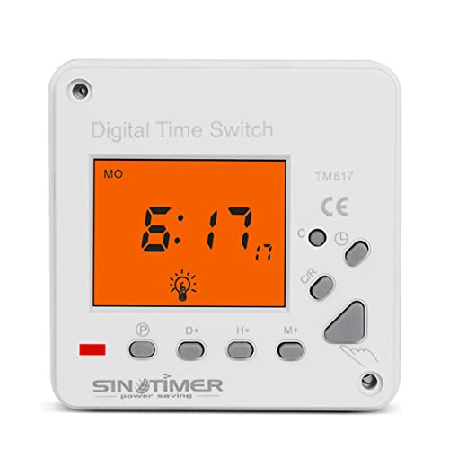 TM617 110V/220V LCD Display 7 Tage Zeitschalter wöchentlich programmierbar Großbildschirm Elektronischer Zeitschalter (220V) von SINOTIMER