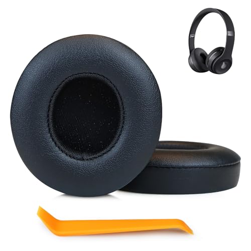 SINOWO Ersatz-Ohrpolster für Beats Solo 2 & Solo 3 kabellose On-Ear-Kopfhörer, Solo2 Solo3 Ohrpolster mit Geräuschisolierung, Memory-Schaum, weiches Protein-Leder, Schwarz von SINOWO