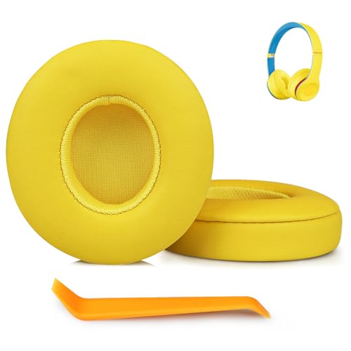 SINOWO Ersatz-Ohrpolster für Beats Solo 2 & Solo 3 kabellose On-Ear-Kopfhörer, Solo2 Solo3 Ohrpolster mit Geräuschisolierung, Memory-Schaum, weiches Protein-Leder (Club Yellow) von SINOWO