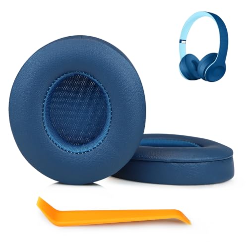 SINOWO Ersatz-Ohrpolster für Beats Solo 2 & Solo 3 kabellose On-Ear-Kopfhörer, Solo2 Solo3 Ohrpolster mit Geräuschisolierung, Memory-Schaum, weiches Protein-Leder (Pop Blue) von SINOWO