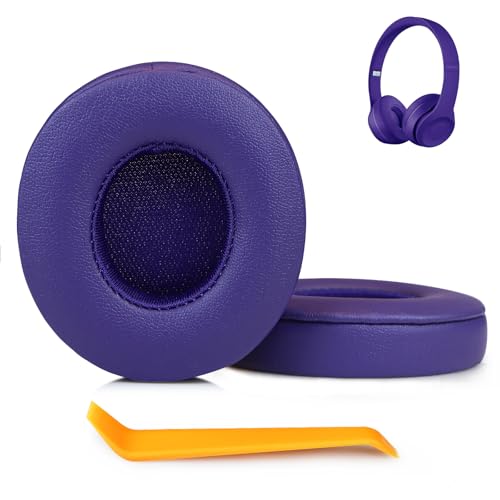 SINOWO Ersatz-Ohrpolster für Beats Solo 2 & Solo 3 kabellose On-Ear-Kopfhörer, Solo2 Solo3 Ohrpolster mit Geräuschisolierung, Memory-Schaum, weiches Protein-Leder (Pop-Lila) von SINOWO