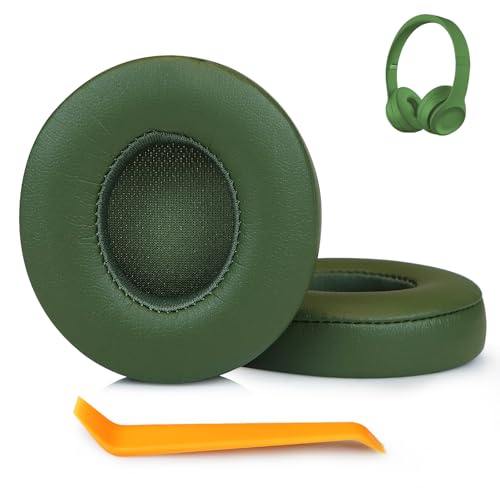 SINOWO Ersatz-Ohrpolster für Beats Solo 2 & Solo 3 kabellose On-Ear-Kopfhörer, Solo2 Solo3 Ohrpolster mit Geräuschisolierung, Memory-Schaum, weiches Protein-Leder (grün) von SINOWO
