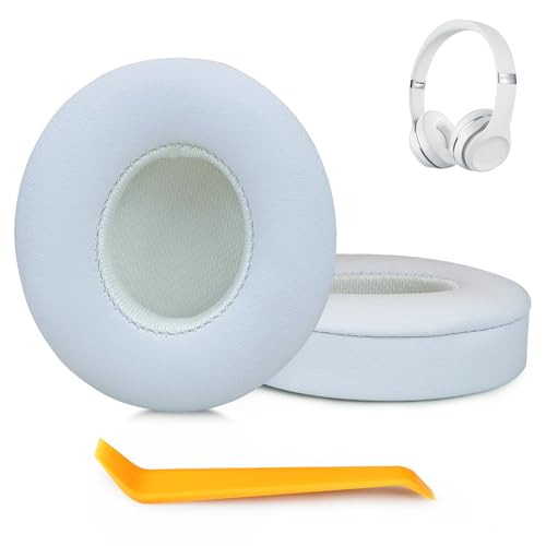 SINOWO Ersatz-Ohrpolster für Beats Solo 2 & Solo 3 kabellose On-Ear-Kopfhörer, Solo2 Solo3 Ohrpolster mit Geräuschisolierung, Memory-Schaum, weiches Protein-Leder (weiß) von SINOWO