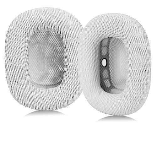 Sinowo Ohrpolster für Apple AirPods Max Kopfhörer, Ersatz-Leder-Ohrpolster, schweißfest, einfach zu installieren, mit Magnet, Proteinleder und Memory-Schaum (Silber) von SINOWO