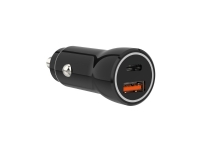 Sinox 12V duales USB Autoladegerät. 18W USB A + 20W USB C. Schwarz von SINOX