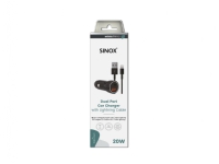 Sinox 12V duales USB Autoladegerät. 18W USB A + 20W USB C. Schwarz von SINOX